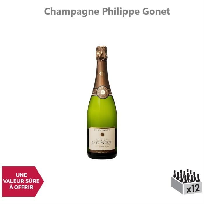 Champagne Réserve Brut Blanc - Lot de 12x75cl - Champagne Philippe Gonet - Cépages Pinot Noir, Chardonnay, Pinot Meunier