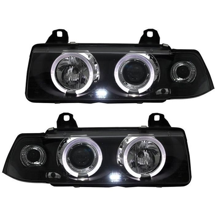 2 FEUX PHARE AVANT ANGEL EYES LED MONOBLOC BMW SERIE 3 E36 COUPE ET CABRIOLET