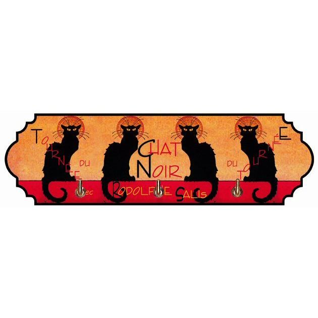 ACCROCHE TORCHONS METAL TOURNEE DU CHAT NOIR