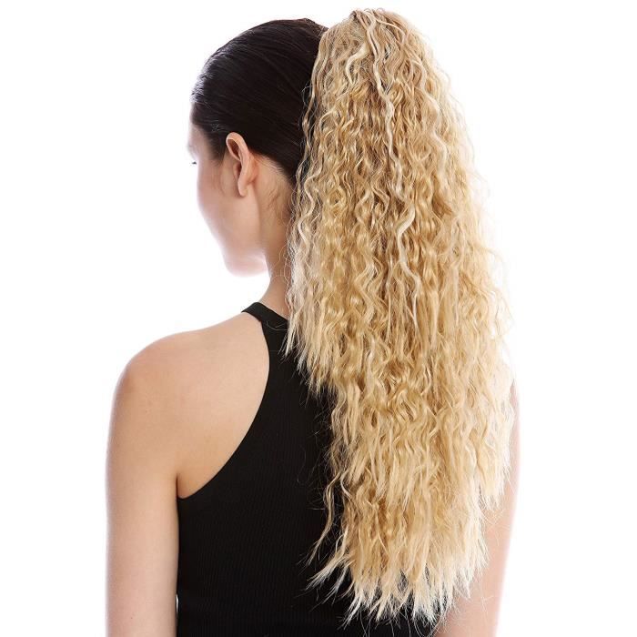 WIG ME UP ® - N461-V-24BH613 Postiche couette queue de cheval longue volumineuse bouclée boucles anglaises crêpé afro blond plati