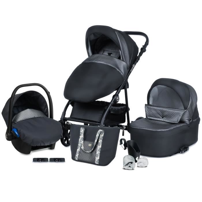 Poussette Combinée Trio 3 en 1 SmartLine – Gris Graphite - Landau, poussette promenade, siège auto Groupe 0+ - Avec ses accessoires