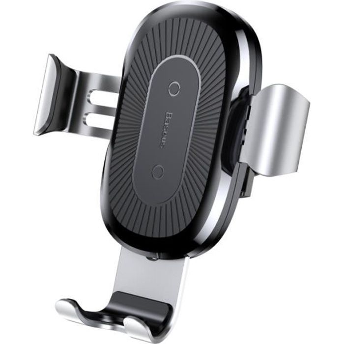 BASEUS Support Téléphone Voiture Chargeur sans fil Induction Gravité pour Samsung iPhone X-8-8 Plus - Pas Support FOD - Argent
