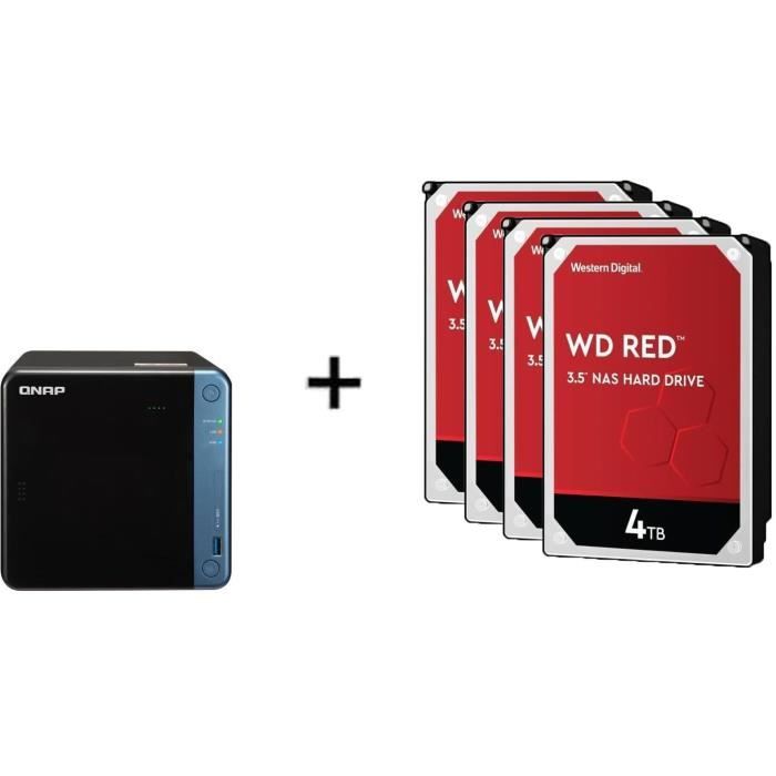 QNAP - Serveur Stockage (NAS) - TS-453BE-4G - 4 Baies + WD Red™ - 4 Disque dur Interne NAS - 4To - 5 400 tr/min - 3.5- (WD40EFAX)