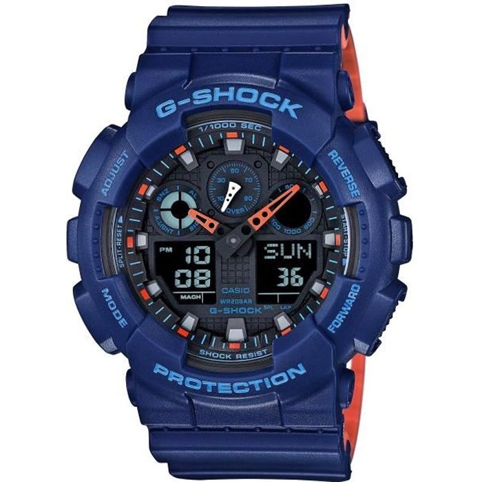 CASIO G-Shock Montre GA-100L-2AER résistance aux chocs et aux champs magnétiques, chrono, affichage de vitesse
