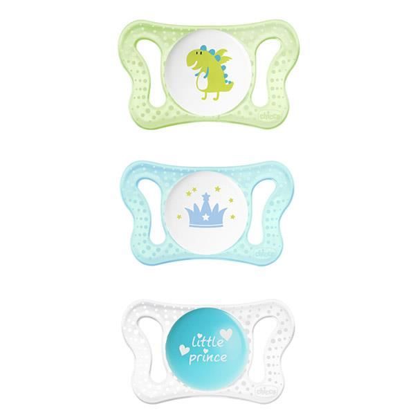 Lot de 2 sucettes physio silicone micro bleu 0-2 mois