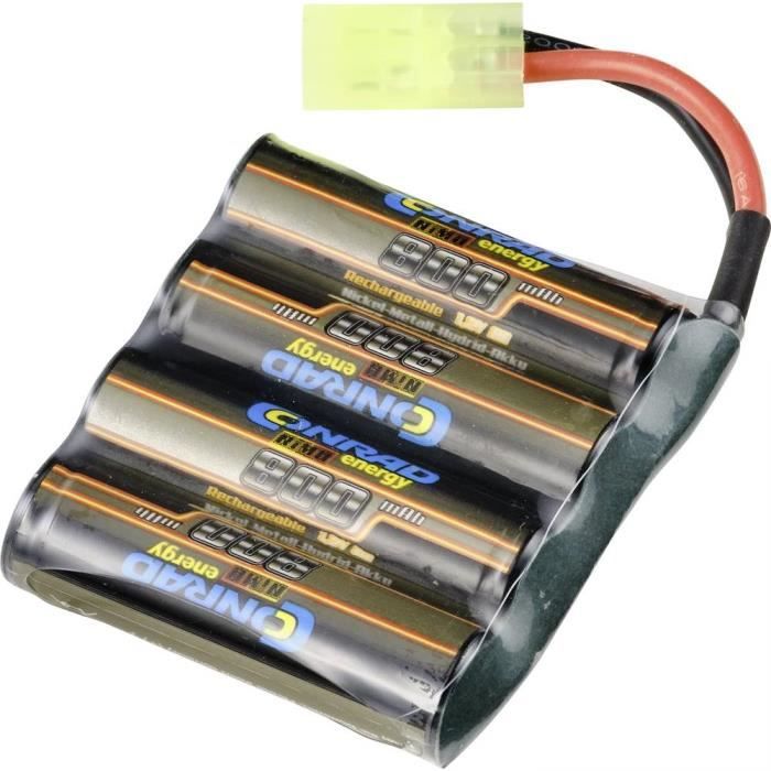 Conrad energy Pack de batterie (NiMh) 4.8 V 800 mAh Nombre de cellules: 4 side by side Mini-Tamiya mâle