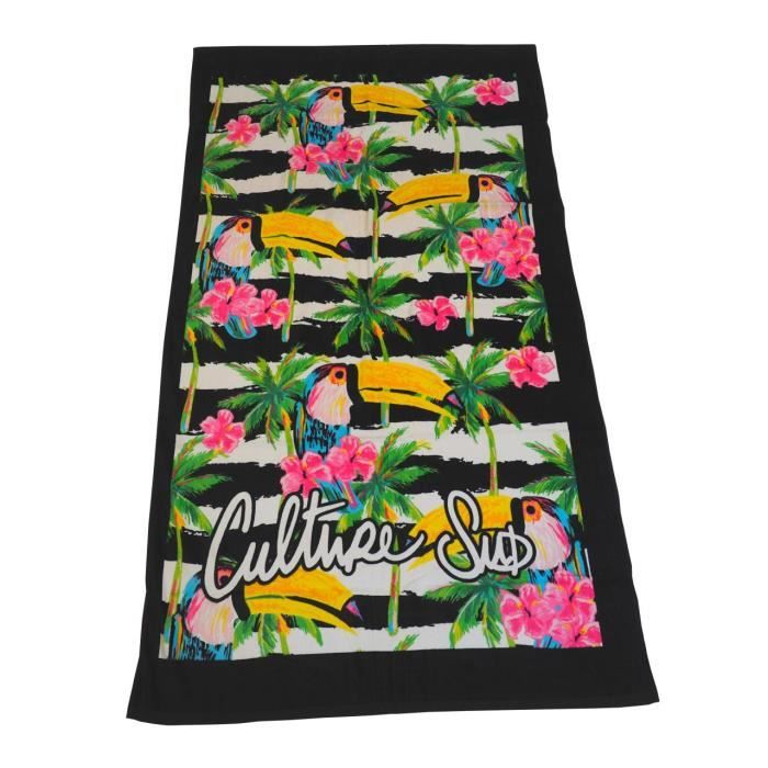 Serviette de bain drap de plage Kirby 100 x 180cm - Culture sud UNI Noir