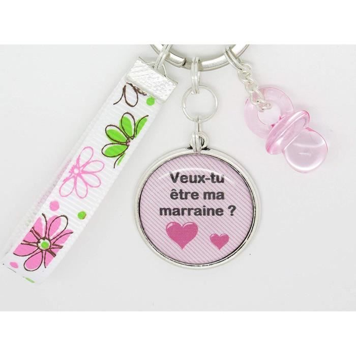PORTE CLE personnalisation possible CADEAU POUR UNE MARRAINE LORS D'UNE NAISSANCE d'un baptême : VEUX-TU ÊTRE MA MARRAINE?