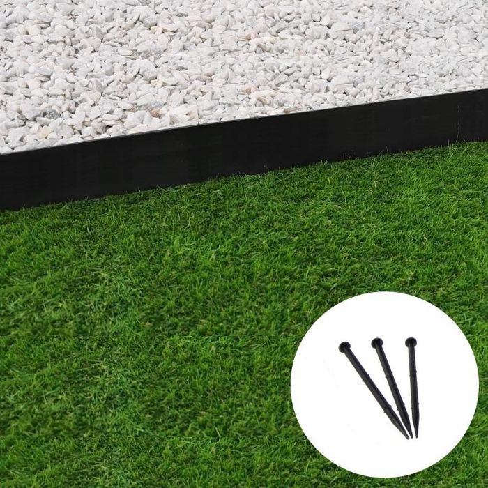 Bordure de jardin droite noire - 7,8 cm x 5 mètres avec 25 piquets d'ancrage