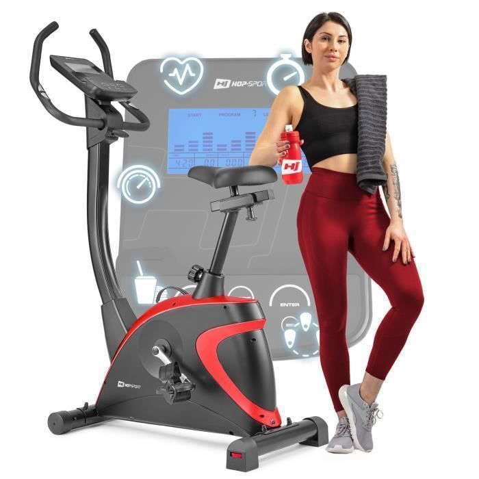 HOP-SPORT Vélo d'appartement électromagnétique, Masse d'inertie 7 kg, Ergomètre HS-005H Host, 9 niveaux de résistance, Max. 150 kg