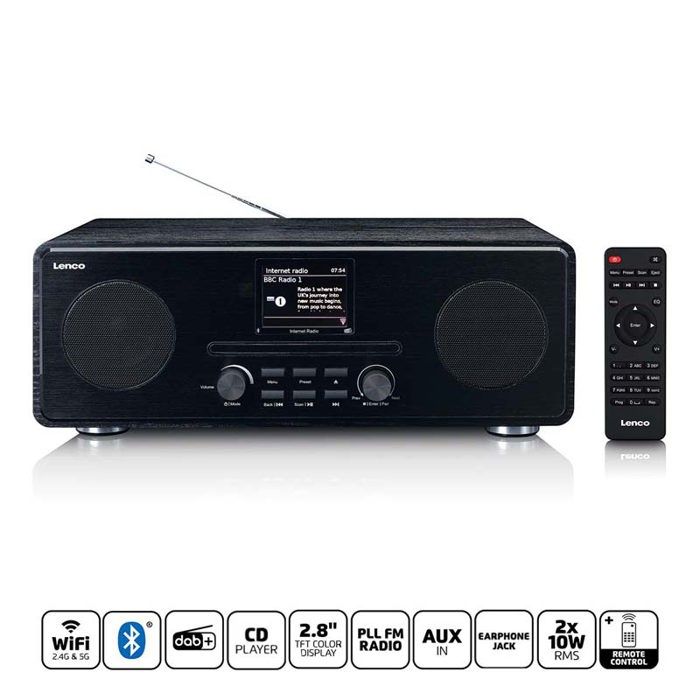 Radio Internet/DAB+/FM avec lecteur CD et Bluetooth Lenco DIR-260BK Noir