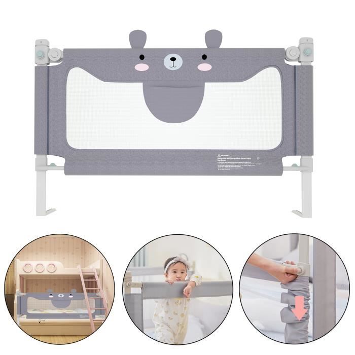 LZQ Barrière de lit pour enfant - Pour soulever verticalement - Barrière de sécurité pour lit de bébé 150 cm - Petit ourson