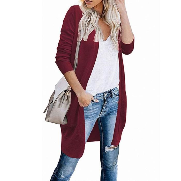 Chandail de cardigan de vêtements d'extérieur pour femmes Du vin