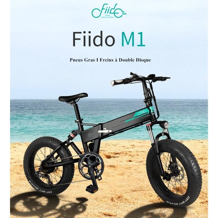 Nouveau FIIDO M1 Vélo de Montagne Électrique Pliant Roues de 20 po Pneus 250 W Dérailleur Shimano 7 Vitesses 12,5 Ah - Noir