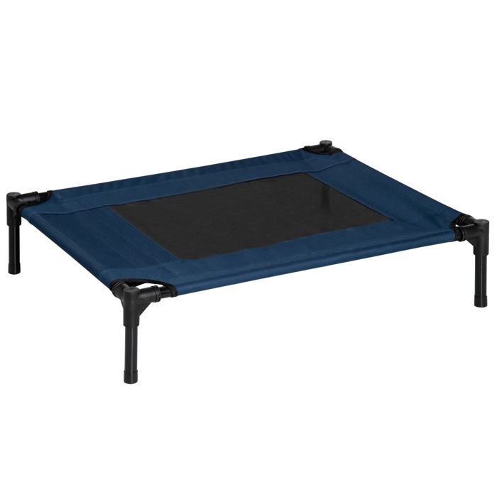 Lit pour chien chat grand confort sur pieds tissu oxford textilène micro-perforé 76L x 61l x 18H cm bleu marine noir 37 76x61x18cm