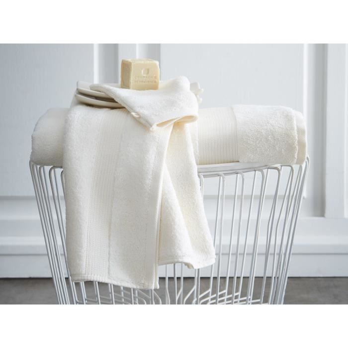 TODAY Drap de bain Premium - 100% coton 600 g/m²- 70 x 130 cm - Blanc chantilly