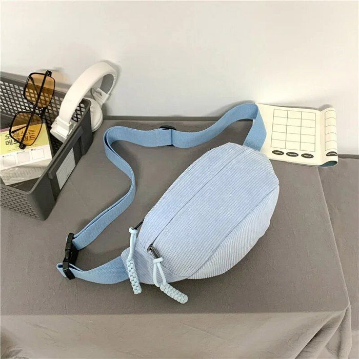 Sac Banane Velours Côtelé Grande Capacité Femme - Beige - Sac Bandoulière Voyage Et Promenade Chien