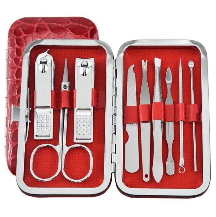 BG19349-Kit d'outils de manucure et pédicure en acier inoxydable,ensemble de 7,10,12,18,19