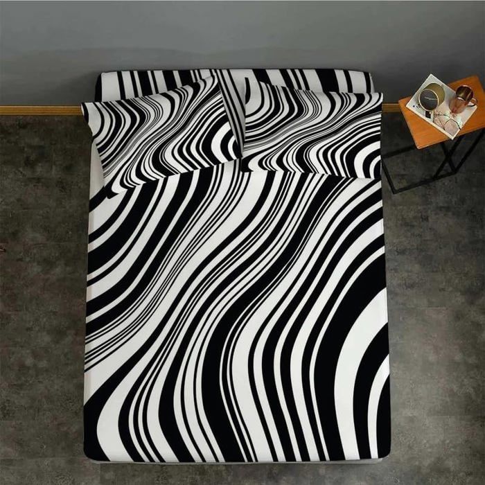 Drap-Housse 160x200 Cm Motif Bouledogue Français - Microfibre Douce Anti-Rides, Poche Profonde 30 Cm - Jaune - 6