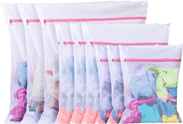 Sacs à Linge Filet - Lot De 5 Tailles, Fermeture Éclair, Pour Machine à Laver