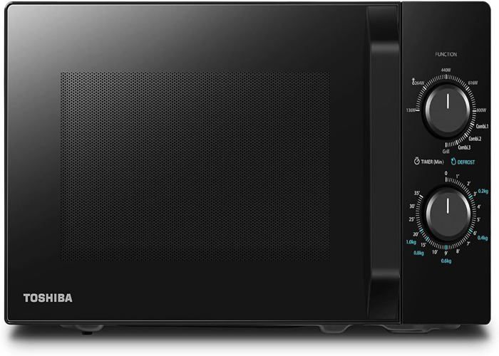 Four Micro-ondes Toshiba 20 L Grill – 800W Micro-ondes + 1000W Grill, Cuisson Combinée Croustillante, Noir Design Moderne
