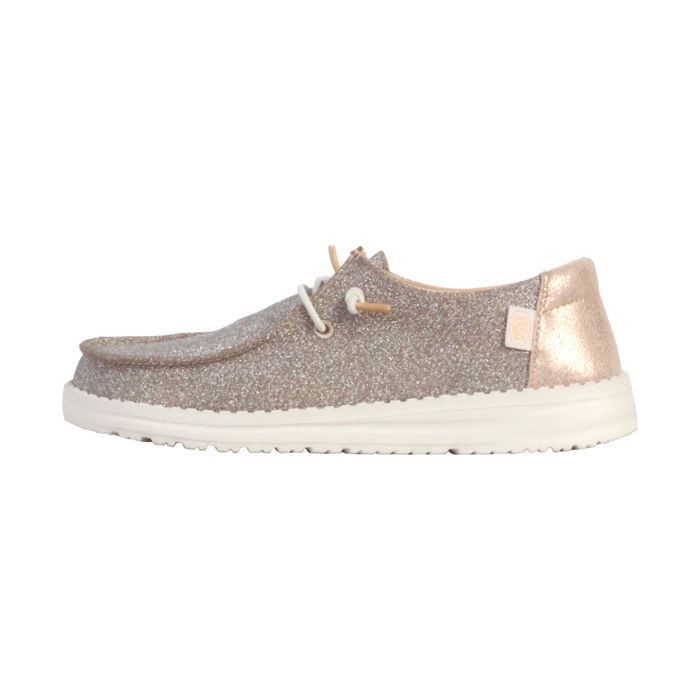 Hey Dude Baskets Femme - HEY DUDE - Wendy Mettalic Sparkle - Or - Tissu - Lacets