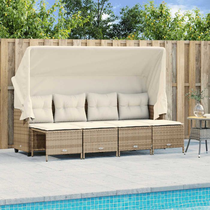 vidaXL Salon de jardin avec coussins 5 pcs beige résine tressée ensemble de canapés dextérieur salon de jardin ensemble 3261543