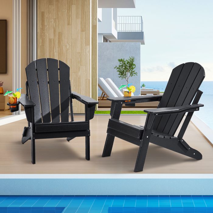 DREAMADE Chaise Adirondack Enfant Imperméable HDPE – Bleu Jardin & Camping