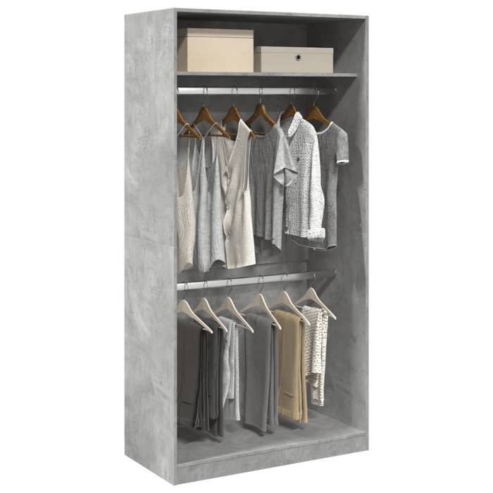 SALE 2025Placard de Chambre - Garde-robe - Gris béton - 100x50x200 cm - Aggloméré513 Kg 9661