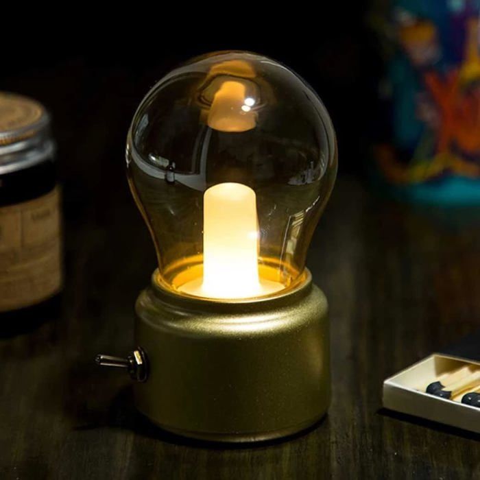 Lampe de chevet à LED avec chargeur USB idéale pour un bureau une chambre à coucher ou un salon (dorée)