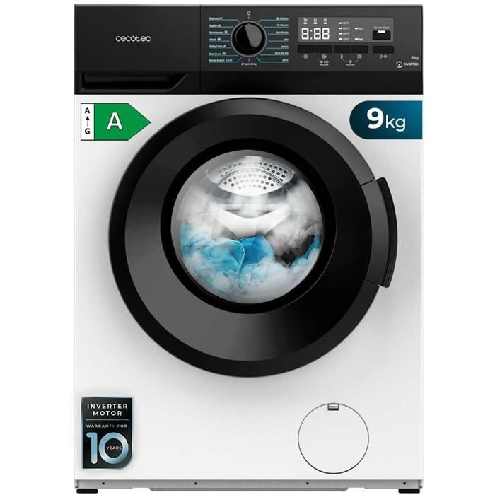 Cecotec Lave-linge 9 kg a chargement frontal Bolero Dresscode 9300 Inverter Max A. 1950 W 1400 trmin 15 programmes Moteur Invert - Hawbath