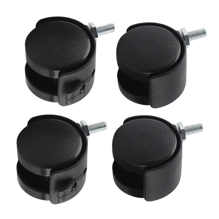 4PCS roulettes pivotantes Roulettes de remplacement pour meubles et chaises de bureau Plastique nylon frein noir Mxzzand