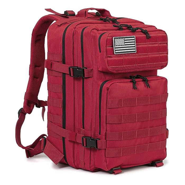 DAM Sac à dos militaire tactique de 45 Litres avec système Molle de grande capacité et imperméable. 33x29x45 Cm. Rouge