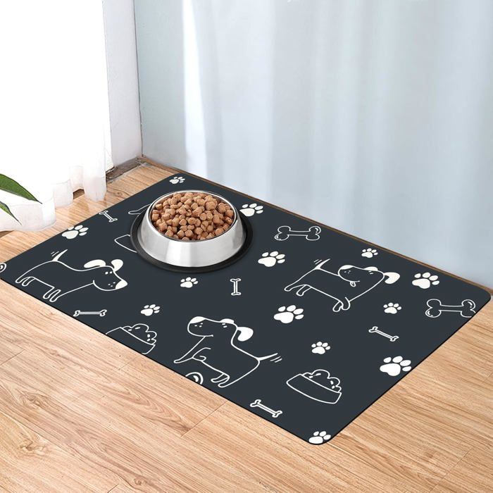 Tapis gamelle absorbant 40x60 cm antidérapant anti-éclaboussures eau/nourriture
