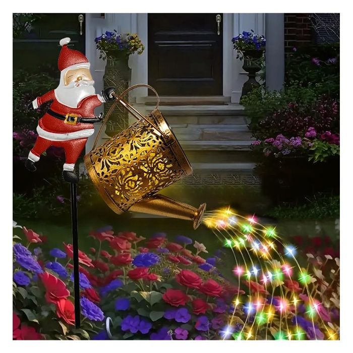 Lampes solaires extérieures avec support décoratif du Père Noël Lampes solaires étanches Jardin Guirlandes lumineuses extérieures