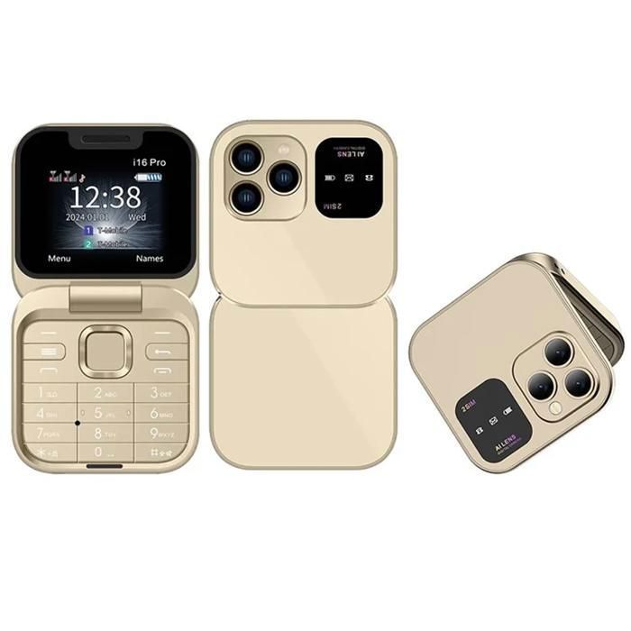 Téléphone à clapet - keeper - i16 Pro - Double SIM - 2G - Or - Caméra HD arrière - Lampe torche LED
