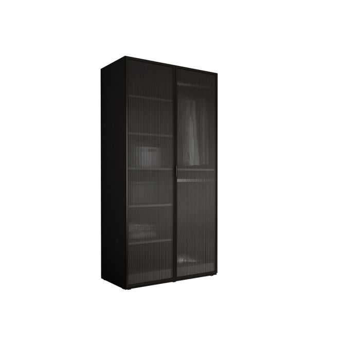 Armoire : Graphite Noir / Verre Rainuré 100 x 200 x 51 cm