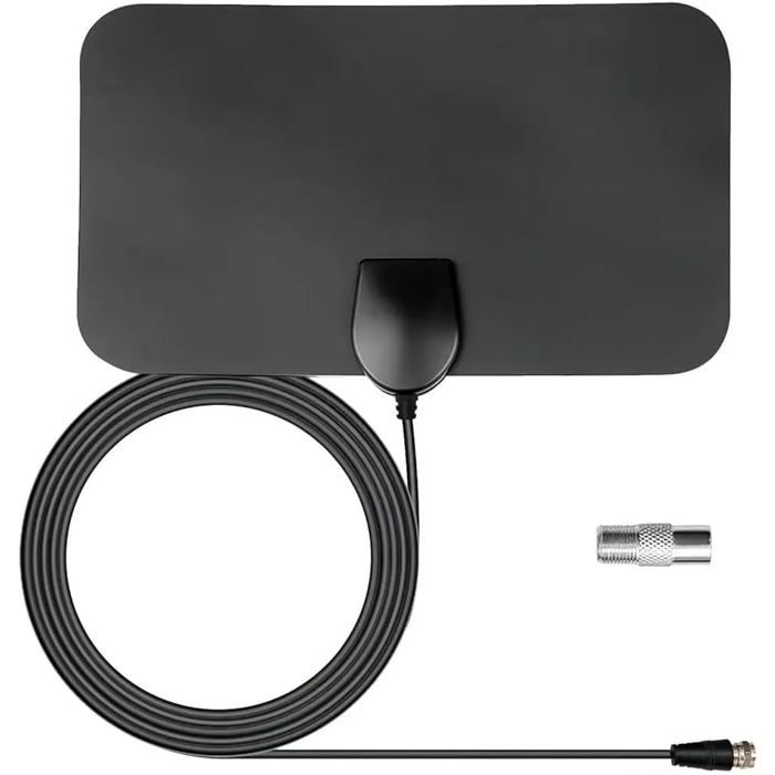 Antenne TV Intérieure HD 4K - Portée Longue, Amplificateur Signal 360° - Pour DVB-T/ATSC | 21x12 Cm