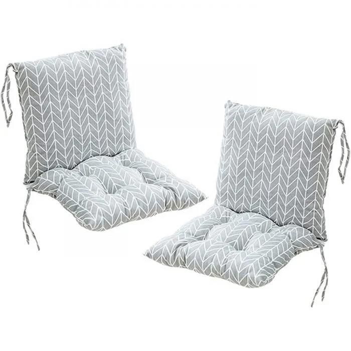 Lot de 2 Coussins de Chaise avec Dossier Assise Coussin dassise et Coussin de Dossier40x40x40 cm extérieur et intérieur