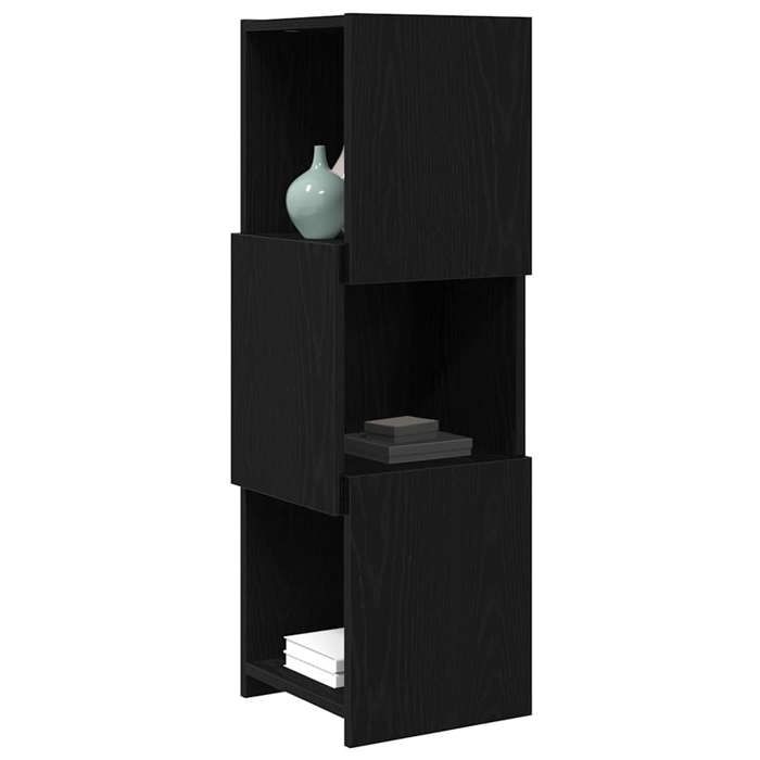 (Vente chaude) Meuble dangle Pour salon - Cabinet de Rangement/Caisson de salon - Chêne noir 30 5x30x95cm Bois dingénierie - M9265