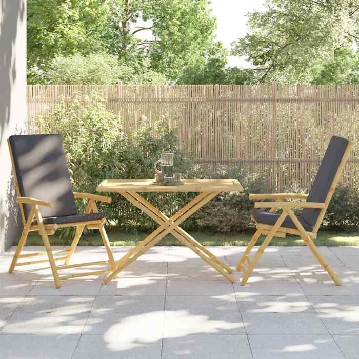 En soldes - Table de jardin table dextérieur 2/4 PERSONNES pour balcon terrasse， pliable 110x55x75cm bambou 8_3791498
