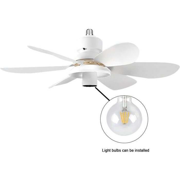 Ventilateur de plafond avec lumière - PZCC - Télécommande - Silencieux - 3 vitesses - 6 pales - Douille E27 - Pzcc