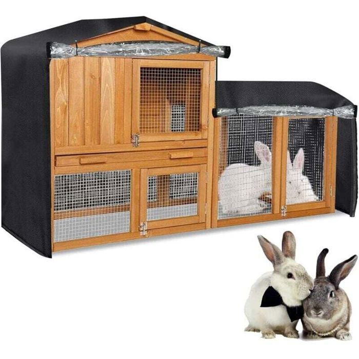 Housse de cage à lapin imperméable - PZCC - 122x50x105 cm - Double couche - Imperméable - Résistant aux UV