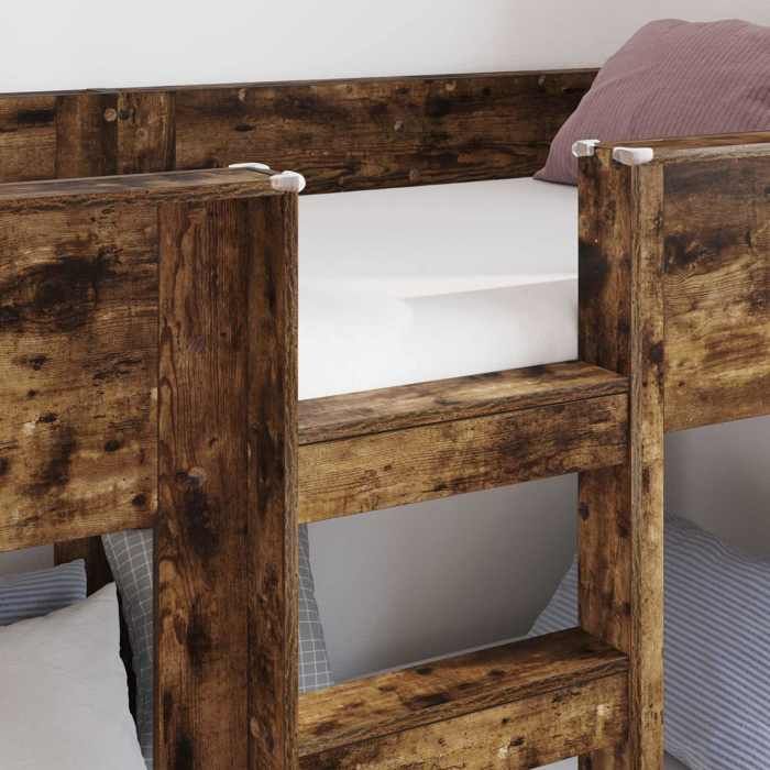 Magnifique Cadre/Lit superposé enfants - SARAZYJ - Design loft - Meuble de chambre - pour Enfants Chêne fumé 90 x 190cm - 559987