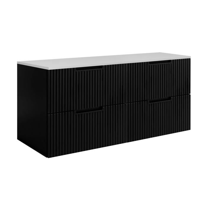 Meuble de salle de bain noir / blanc 160 (2 x 80) x 58 6 x 46 cm