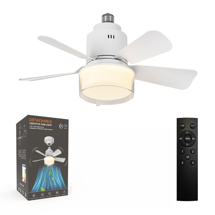 Ventilateur de plafond 85–265 V éclairage LED variation dintensité en continu application + télécommande 45 x 21 cm blanc
