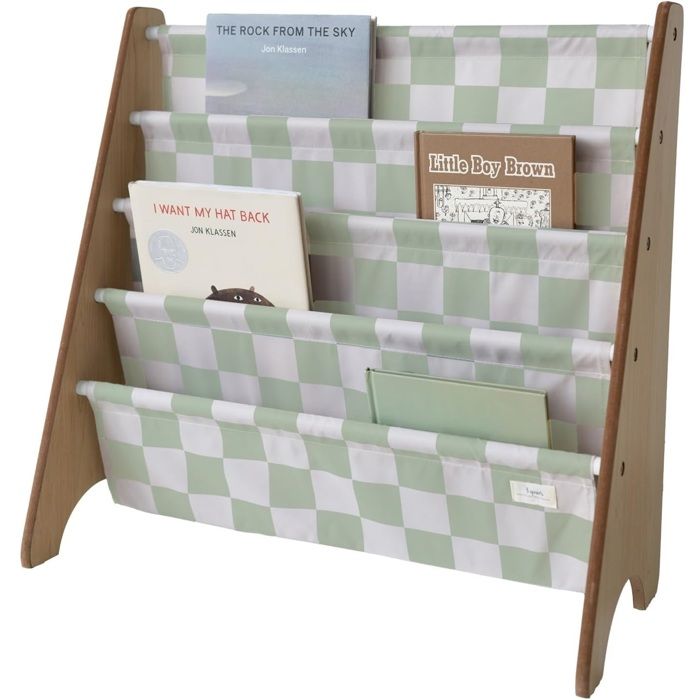3 Sprouts - Bibliothèque enfant damier vert - ELEMENTS FOR KIDS 3 Sprouts - Bibliothèque enfant damier vert - ELEMENTS FOR KIDS