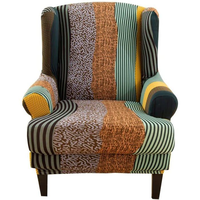 Housse de Fauteuil à Oreilles Extensible 2 Pièces + Housse Coussin Antidérapante Imprimé Hawaii pour Salon/Hôte HOUSSE DE FAUTEUIL