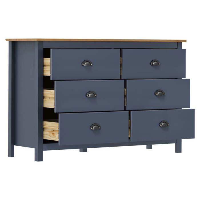 (4958)Commode - contemporain - Buffet rangement - Hill Gris 125x40x80 cm Bois de pin solide poid:27.23 kg