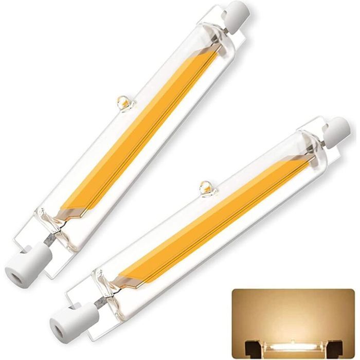 2pcs Ampoules LED R7S– 10W (équivalent 100W) – Blanc chaud 3000K – 360° – pour salon chambre et lecture